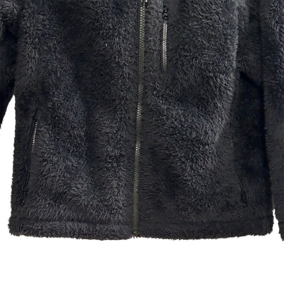 Uniqlo Kids Sherpa Fleece Hooded Jacket Black Size 7-8 Winter Warm Zip - Picture 3 of 9
